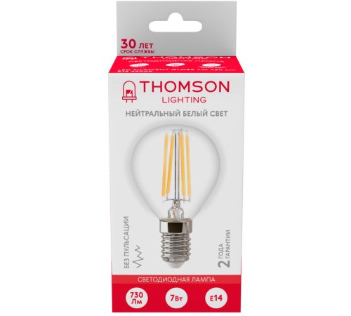 Лампа филам. Thomson Filament TH-B2084 7Вт цок.:E14 шар 220B 4500K св.свеч.бел.нейт. Globe (упак.:1шт)