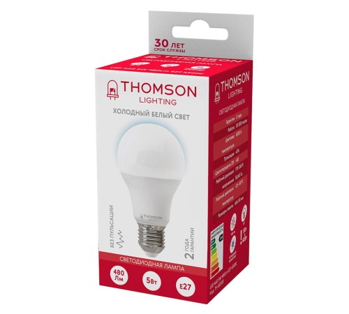 Лампа LED Thomson E27, груша, 5Вт, 6500К, белый холодный, TH-B2300, 1 шт. Лампа LED Thomson E27, груша, 5Вт, 6500К, белый холодный, TH-B2300, 1 шт.