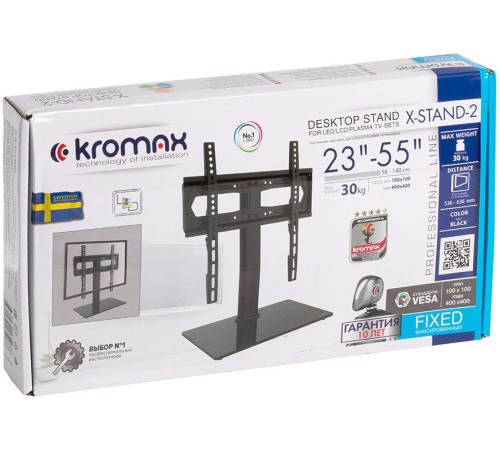 Стойка для телевизора Kromax X-STAND-2 черный 23"-55" макс.30кг крепление к столешнице Стойка для телевизора Kromax X-STAND-2 черный 23"-55" макс.30кг крепление к столешнице