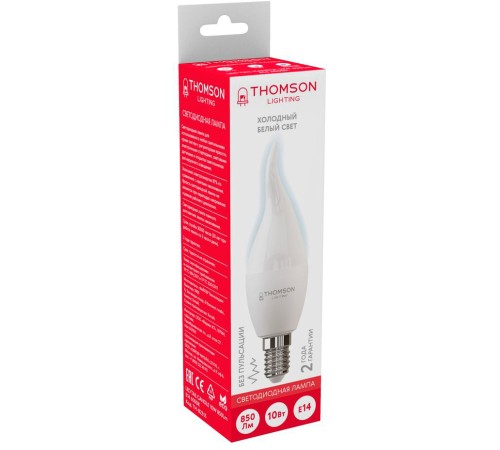 Лампа светодиодная Thomson TH-B2313 10Вт цок.:E14 свеча 220B 6500K св.свеч.бел.хол. Tail Candle (упак.:1шт) Лампа светодиодная Thomson TH-B2313 10Вт цок.:E14 свеча 220B 6500K св.свеч.бел.хол. Tail Candle (упак.:1шт)