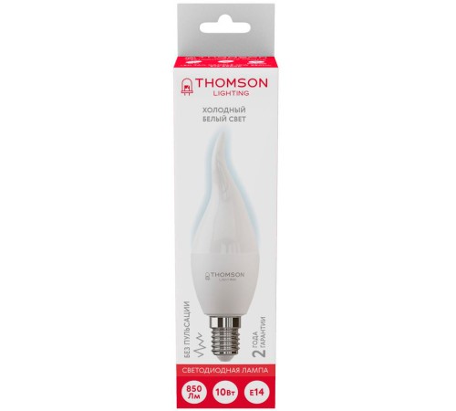 Лампа светодиодная Thomson TH-B2313 10Вт цок.:E14 свеча 220B 6500K св.свеч.бел.хол. Tail Candle (упак.:1шт) Лампа светодиодная Thomson TH-B2313 10Вт цок.:E14 свеча 220B 6500K св.свеч.бел.хол. Tail Candle (упак.:1шт)