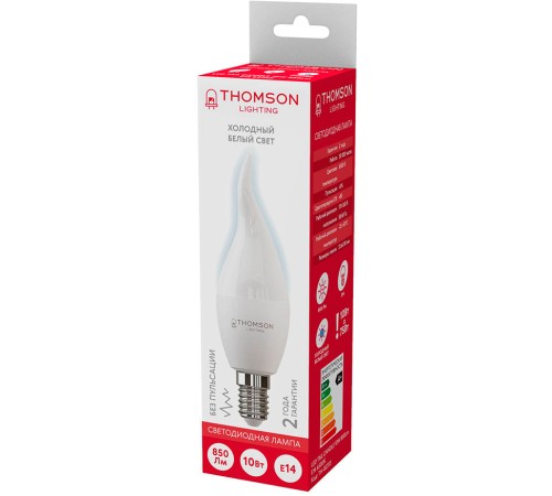 Лампа светодиодная Thomson TH-B2313 10Вт цок.:E14 свеча 220B 6500K св.свеч.бел.хол. Tail Candle (упак.:1шт) Лампа светодиодная Thomson TH-B2313 10Вт цок.:E14 свеча 220B 6500K св.свеч.бел.хол. Tail Candle (упак.:1шт)