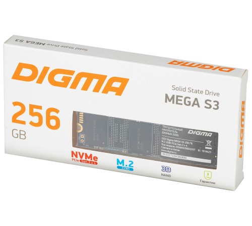 Накопитель SSD Digma PCI-E x4 256Gb DGSM3256GS33T MEGA S3 M.2 2280