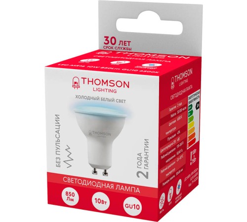Лампа светодиодная Thomson TH-B2328 10Вт цок.:GU10 полусф. 220B 6500K св.свеч.бел.хол. MR16 (упак.:1шт) Лампа светодиодная Thomson TH-B2328 10Вт цок.:GU10 полусф. 220B 6500K св.свеч.бел.хол. MR16 (упак.:1шт)