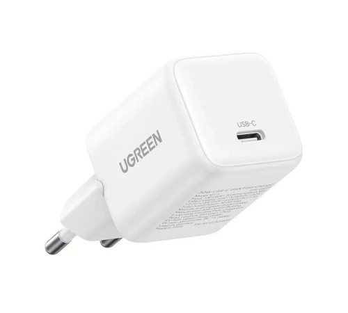 Сетевое зарядное устройство UGREEN X513 (65013) 30W USB-C GaN Fast Charger с кабелем USB-C-USB-C.  Длина: 1м. Цвет: белый