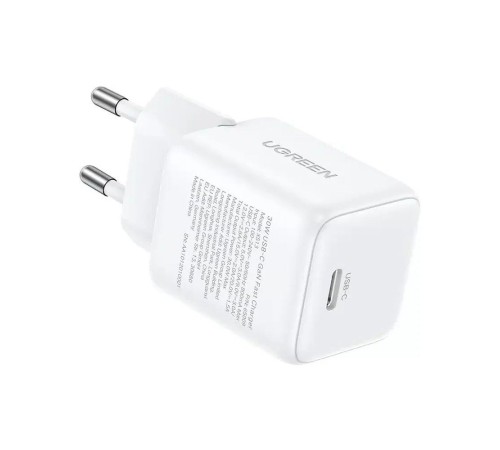 Сетевое зарядное устройство UGREEN X513 (65013) 30W USB-C GaN Fast Charger с кабелем USB-C-USB-C.  Длина: 1м. Цвет: белый