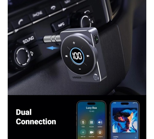 Аудиоадаптер UGREEN CM724  (35003) Car&Home Bluetooth 5.4 Receiver Audio Adapter со съемным металлич