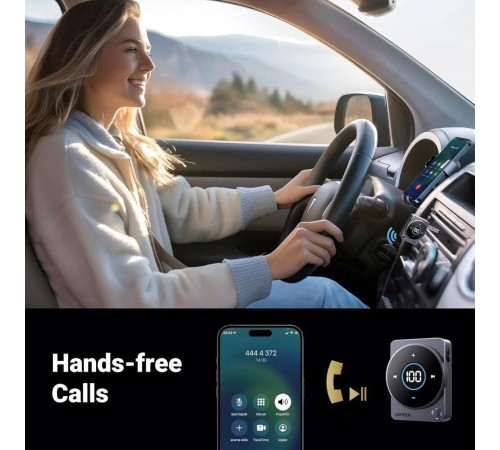Аудиоадаптер UGREEN CM724  (35003) Car&Home Bluetooth 5.4 Receiver Audio Adapter со съемным металлич