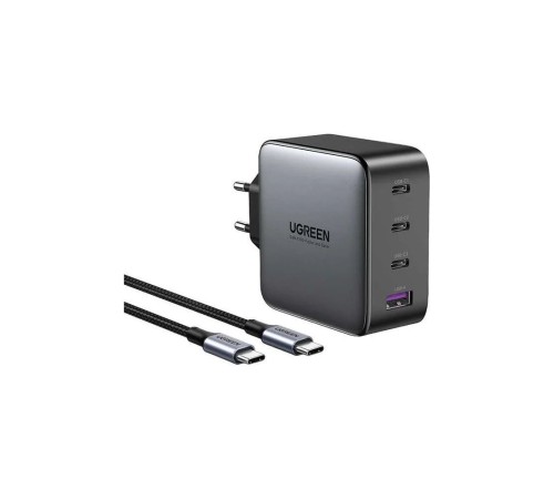 Сетевое зарядное устройство UGREEN CD226-90575, USB-A+3xUSB-C, GaN, 100W, Space Gray (90575)