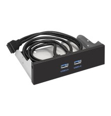 Exegate EX289289RUS Планка USB на переднюю панель ExeGate U5H-615, 5,25", 2*USB3.0, черная, металл, подсоед. к MB