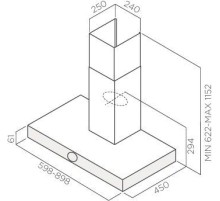 Вытяжка каминная Jet Air Touch IX/A/90 нержавеющая сталь управление: поворотный переключатель (1 мотор)