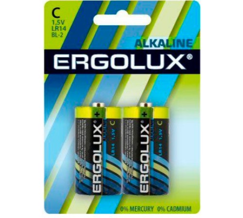 Батарея Ergolux Alkaline LR14 BL-2 C 8450mAh (2шт) блистер