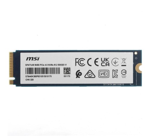 SSD накопитель MSI PCIE 4.0 NVME M.2 500GB SPATIUM M450 500GB V1 SSD накопитель MSI PCIE 4.0 NVME M.2 500GB SPATIUM M450 500GB V1