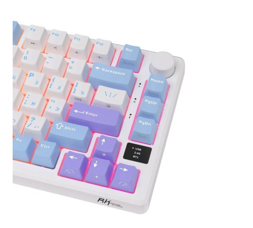 Клавиатура Royal Kludge RK-M75 Taro milk USB/2.4 GHz/Bluetоoth, RGB, Hot Swap, K silver switch Клавиатура Royal Kludge RK-M75 Taro milk USB/2.4 GHz/Bluetоoth, RGB, Hot Swap, K silver switch