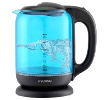 Чайник электрический Hyundai HYK-G2806 1.8л. 2200Вт голубой/черный (корпус: стекло)