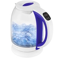 Чайник электрический Kitfort КТ-6140-1 1.7л. 2200Вт белый/фиолетовый (корпус: стекло)