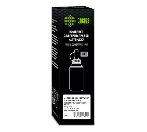 Тонер Cactus CS-RK-TL-420H черный флакон 100гр. (в компл.:чип) для принтера Pantum P3010/M6700/M6800/P3300/M7100
