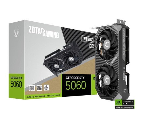 Видеокарта Zotac RTX5060 TWIN EDGE OC 8GB GDDR7 128bit 3xDP HDMI 2FAN MEDIUM PACK Видеокарта Zotac RTX5060 TWIN EDGE OC 8GB GDDR7 128bit 3xDP HDMI 2FAN MEDIUM PACK