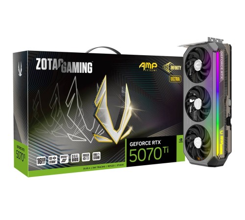 Видеокарта Zotac RTX5070Ti AMP EXTREME INFINITY ULTRA 16GB GDDR7 256bit 3xDP HDMI 3FAN PREMIUM PACK