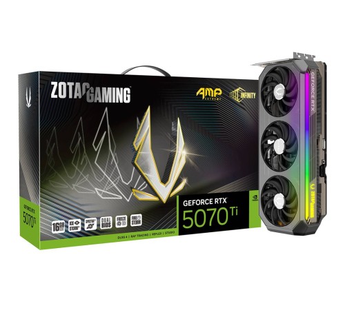 Видеокарта Zotac RTX5070Ti AMP EXTREME INFINITY 16GB GDDR7 256it 3xDP HDMI 3FAN PREMIUM PACK