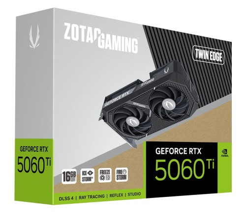 Видеокарта Zotac RTX5060Ti TWIN EDGE 16GB GDDR7 128bit 3xDP HDMI 2FAN MEDIUM PACK Видеокарта Zotac RTX5060Ti TWIN EDGE 16GB GDDR7 128bit 3xDP HDMI 2FAN MEDIUM PACK