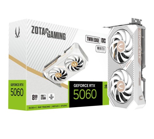 Видеокарта Zotac RTX5060 TWIN EDGE OC WHITE ED 8GB GDDR7 128bit 3xDP HDMI 2FAN MEDIUM PACK Видеокарта Zotac RTX5060 TWIN EDGE OC WHITE ED 8GB GDDR7 128bit 3xDP HDMI 2FAN MEDIUM PACK