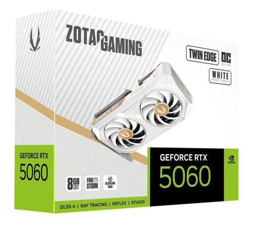Видеокарта Zotac RTX5060 TWIN EDGE OC WHITE ED 8GB GDDR7 128bit 3xDP HDMI 2FAN MEDIUM PACK Видеокарта Zotac RTX5060 TWIN EDGE OC WHITE ED 8GB GDDR7 128bit 3xDP HDMI 2FAN MEDIUM PACK