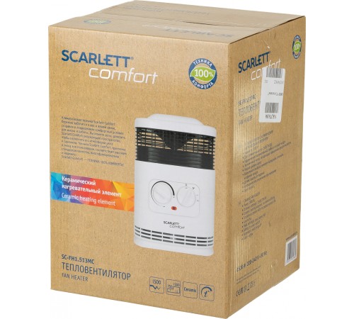 Тепловентилятор Scarlett SC-FH1.513MC 1500Вт белый Тепловентилятор Scarlett SC-FH1.513MC 1500Вт белый