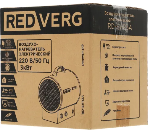 Тепловая пушка электрическая RedVerg RD-EHR3A желтый/черный Тепловая пушка электрическая RedVerg RD-EHR3A желтый/черный