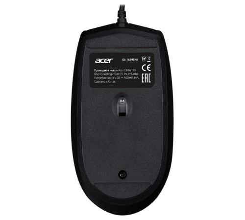 Мышь Acer OMW126 черный оптическая (1000dpi) USB (3but)