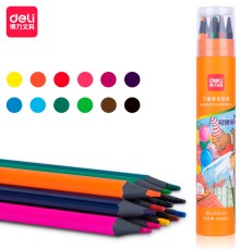 Карандаши цв. Deli 7073-12 пластик 12цв. туба пл. ластик