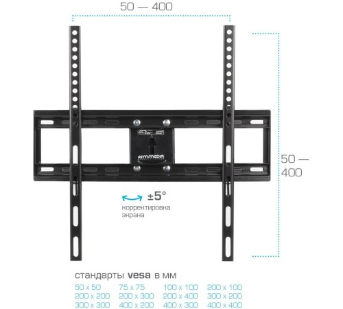 Кронштейн для телевизора Kromax COBRA-51 черный 32"-60" макс.30кг настенный поворотно-выдвижной и наклонный Кронштейн для телевизора Kromax COBRA-51 черный 32"-60" макс.30кг настенный поворотно-выдвижной и наклонный