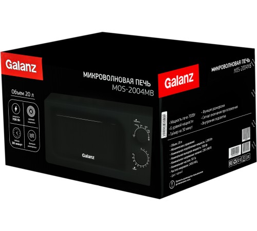 Микроволновая Печь Galanz MOS-2004MB 20л. 700Вт черный Микроволновая Печь Galanz MOS-2004MB 20л. 700Вт черный