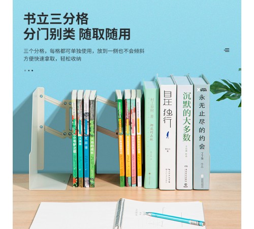 Подставка-ограничитель для книг Deli 78641-01 415х220мм цв.белый Подставка-ограничитель для книг Deli 78641-01 415х220мм цв.белый