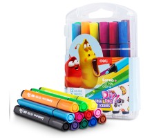 Фломастеры Deli EC153-12 Larva Вентилируемый 12цв. коробка с европодвесом