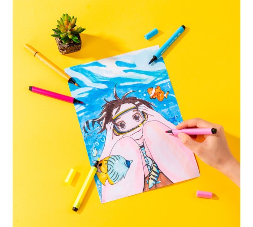 Фломастеры Deli EC153-12 Larva Вентилируемый 12цв. коробка с европодвесом