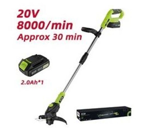 Триммер аккумуляторный Deli DG305-1 (1АКБ*2Ач + ЗУ, 20V), диаметр скашивания 260мм, макс. обороты двигателя 8000об/мин