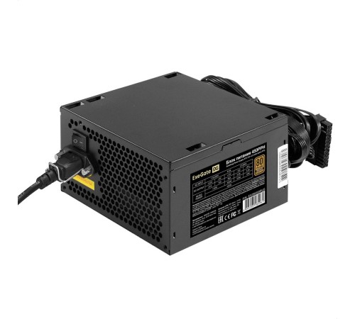Блок питания 450W ExeGate 80 PLUS® Bronze 450PPH-S (ATX, APFC, SC, КПД 88% (80 PLUS Bronze), 12cm fan, 24pin, (4+4)pin, 2xPCI-E, 3xSATA, 3xIDE, кабель 220V 1,8м с защитой от выдергивания, black, Color