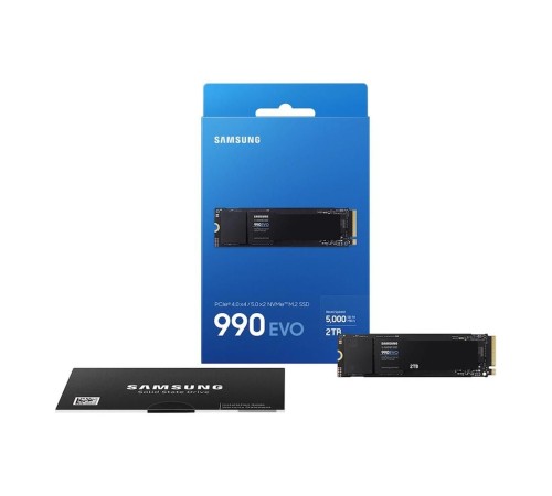 Твердотельный накопитель SSD Samsung M.2 2280 2TB 990 EVO NVMe 2.0, PCIe 4.0 x4, V-NAND
TLC, R/W 5000/4200MB/s, IOPs 700 000/800 000, TBW 1200,
DWPD 0.33 Твердотельный накопитель SSD Samsung M.2 2280 2TB 990 EVO NVMe 2.0, PCIe 4.0 x4, V-NAND
TLC, R/W 5000/4200MB/s, IOPs 700 000/800 000, TBW 1200,
DWPD 0.33