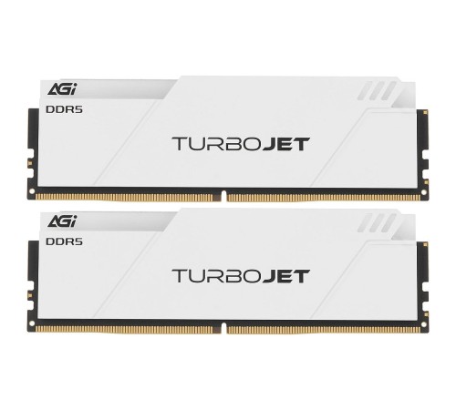Модуль памяти AGI DDR5 6400MHz CL36 32GB Kit (16GBx2) OC UDIMM +White HEAT SINK –Turbojet+RGB lightbar -Color box