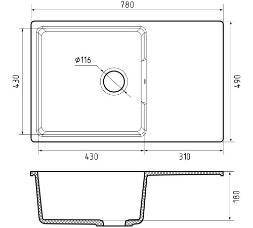 Кухонная мойка GRANFEST GranFest URBAN 678L gray Кухонная мойка GRANFEST GranFest URBAN 678L gray