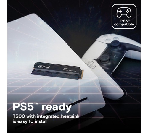 Твердотельный накопитель SSD Crucial T500 2TB PCIe Gen4 NVMe M.2 SSD with heatsink CT2000T500SSD5
