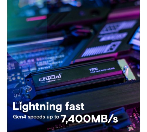 Твердотельный накопитель SSD Crucial T500 2TB PCIe Gen4 NVMe M.2 SSD with heatsink CT2000T500SSD5