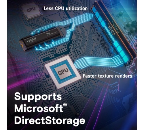 Твердотельный накопитель SSD Crucial T500 2TB PCIe Gen4 NVMe M.2 SSD with heatsink CT2000T500SSD5