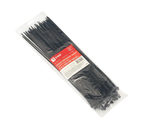 EKF plc-cb-3.6x300 Хомут нейлоновый черный (3,6х300) (100шт.) EKF Basic