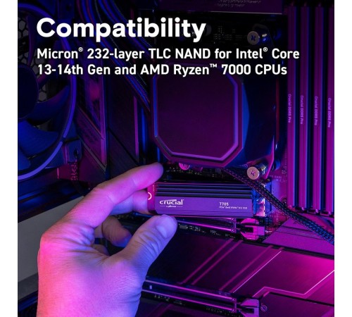 Твердотельный накопитель SSD Crucial T705 1TB PCIe Gen5 NVMe M.2 SSD with heatsink CT1000T705SSD5