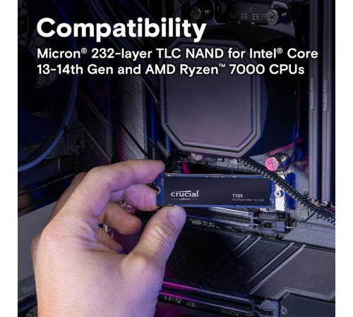 Твердотельный накопитель SSD Crucial T705 2TB PCIe Gen5 NVMe M.2 SSD CT2000T705SSD3