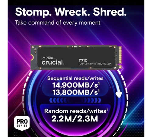 Твердотельный накопитель SSD Crucial T710 1TB PCIe Gen5 NVMe 2280 M.2 SSD CT1000T710SSD8