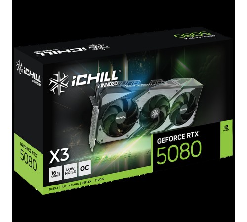 Видеокарта INNO3D RTX5080 ICHILL X3 V2 16GB GDDR7 256bit 3xDP HDMI 3FAN RTL