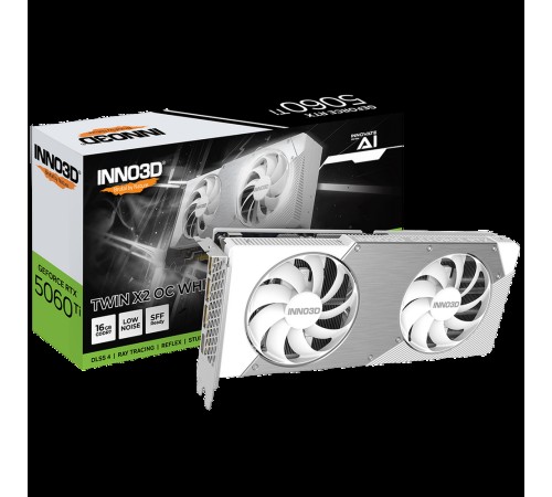 Видеокарта INNO3D RTX5060Ti TWIN X2 ОС WHITE 16GB GDDR7 128bit 3xDP HDMI 2FAN RTL